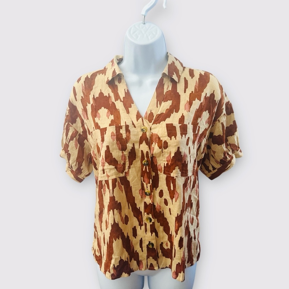 Nicole Miller Women’s Button Up Blouse Size S NWT 55% Linen